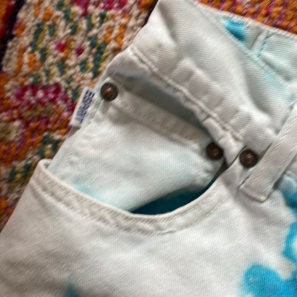 Vintage ESPRIT vibrant turquoise denim mom jean hand painted!! - Picture 16 of 16
